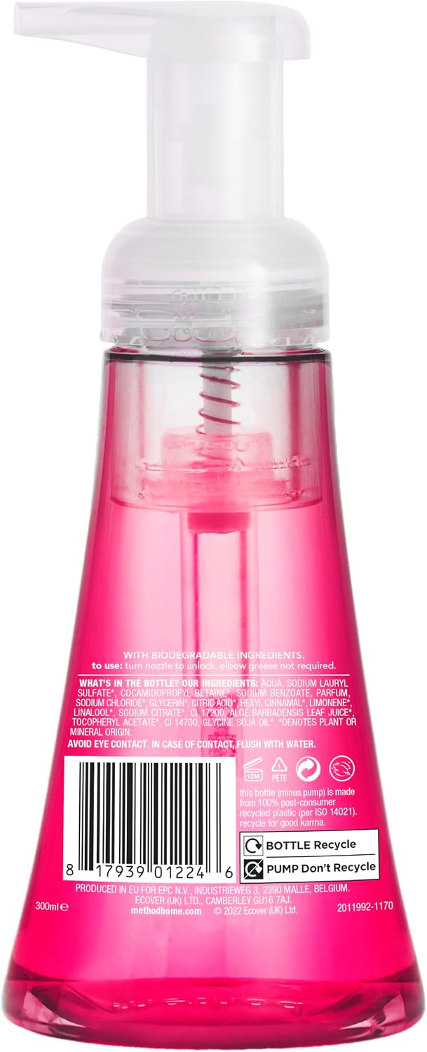 Method Foaming Hand Wash, Hibiscus Berry, Gentle Clean, 300ml