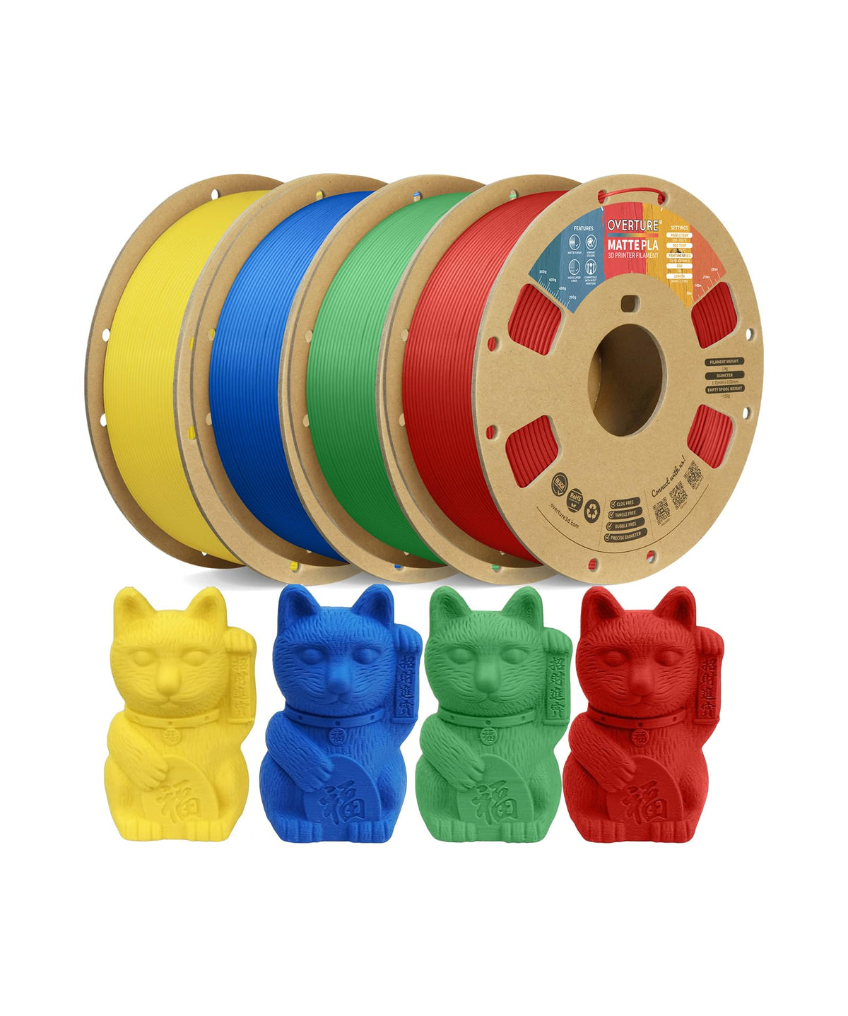 OVERTURE Matte PLA 3D Printer Filament 1.75mm, 1kg Light Brown