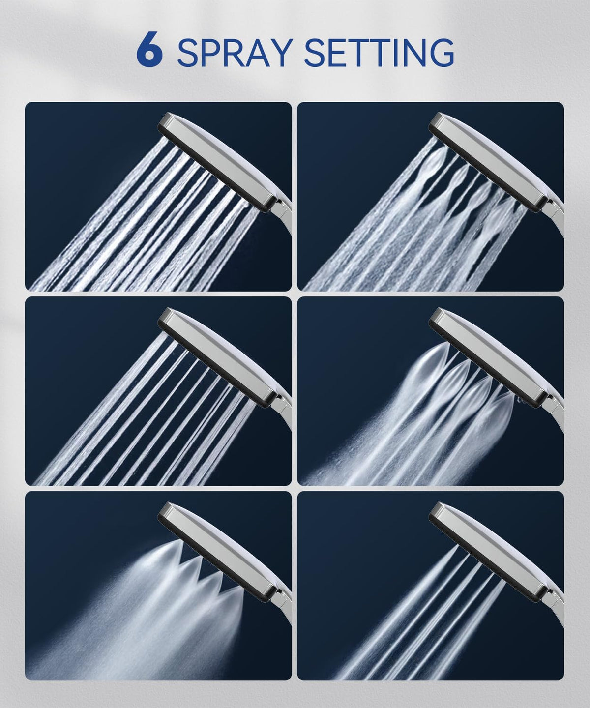 High Pressure Shower Head, Power Shower Head with 6 Modes