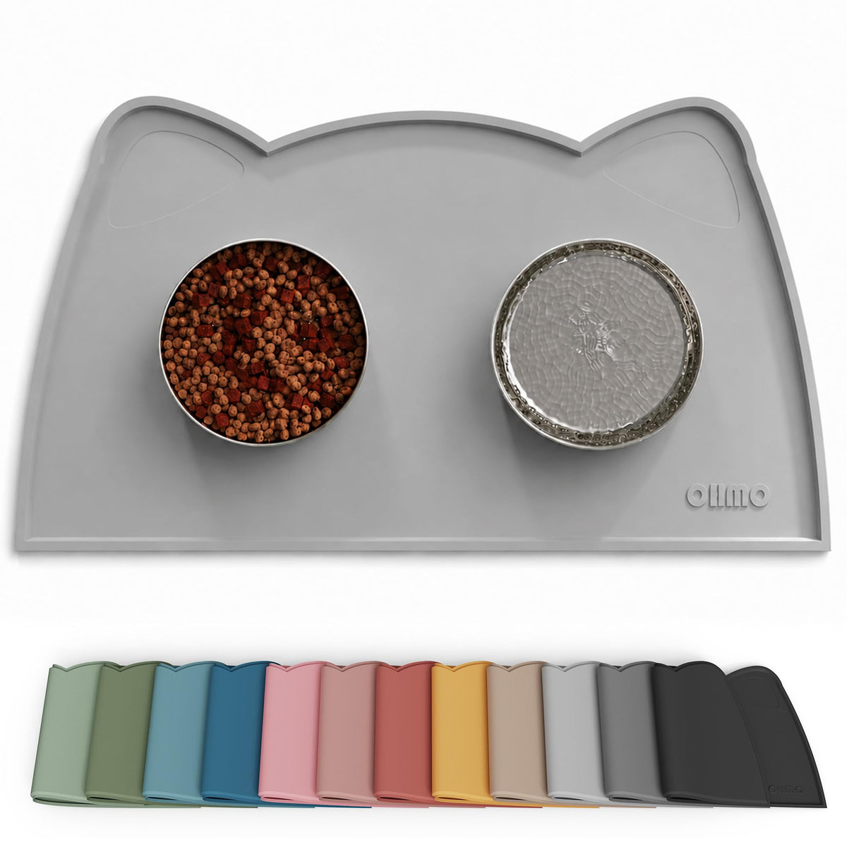 OHMO Silicone Cat Food Mat for Food&Water Bowls, 46x25cm, Camo Green