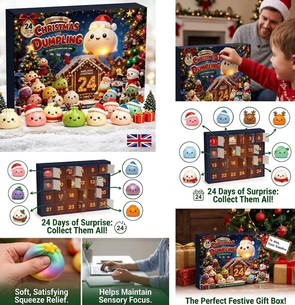 Squishy Advent Calendar 2026 With 24day Squishies Dumpling Christmas，B