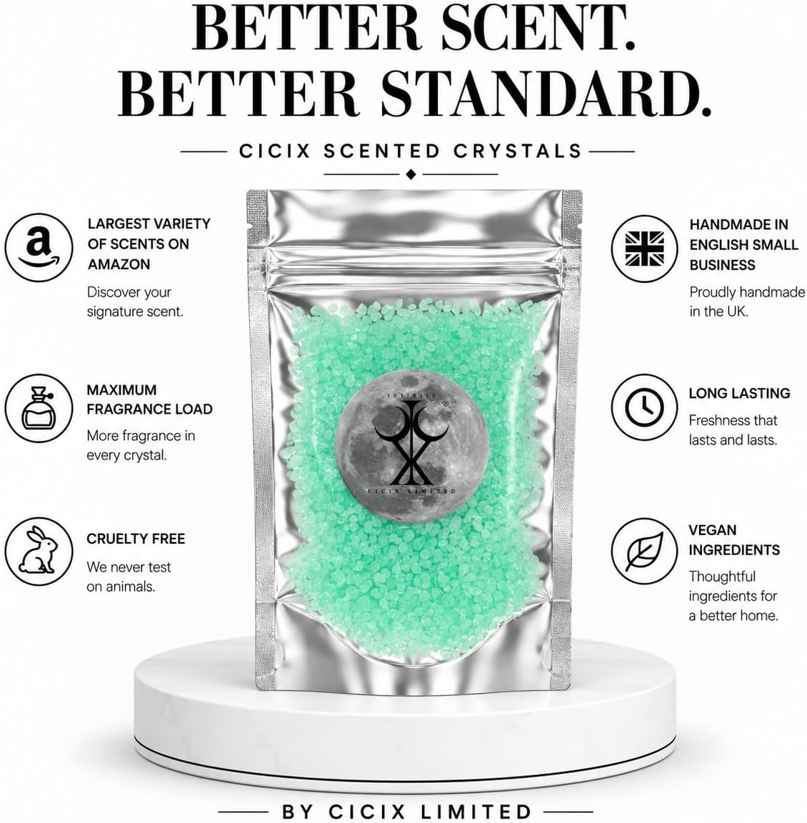 CICIX 3x Luxury Scented Crystals Bundle. 130+ Scent Options. Sizzlers Simmering Granules for Oil Burners. Strong Wax Melt Alternative. Handmade in England. (Daisy's)