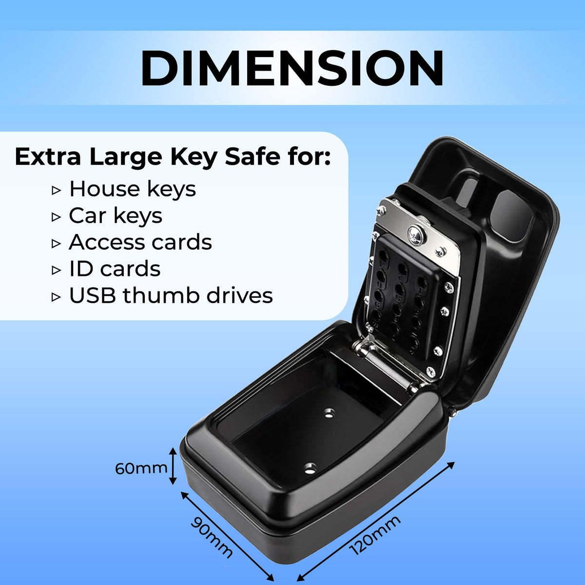 Double Dragon 4-Digit Wall-Mounted Key Lock Box with Zinc Alloy Dial (Black)