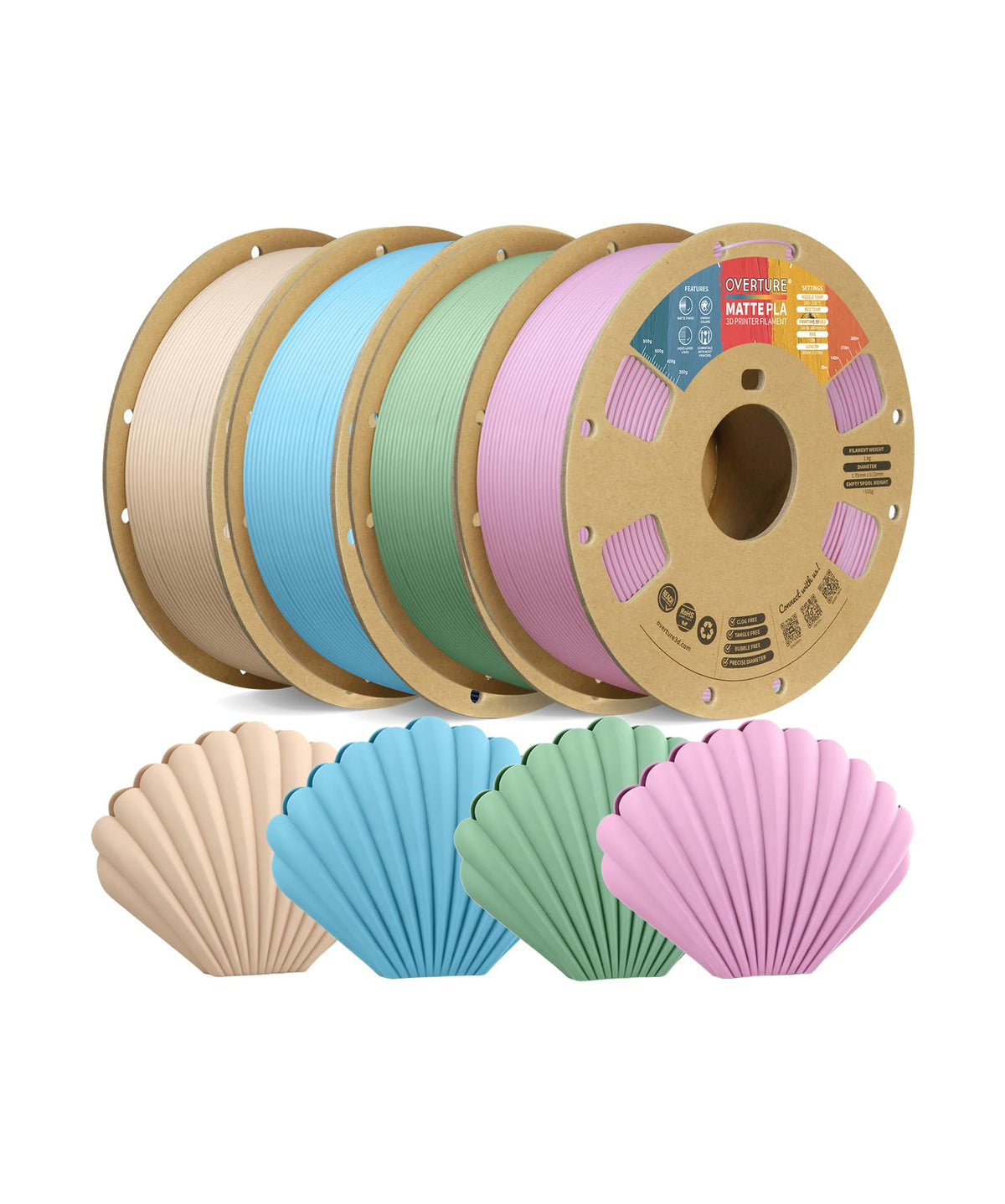 OVERTURE Matte PLA 3D Printer Filament 1.75mm, 1kg Light Brown