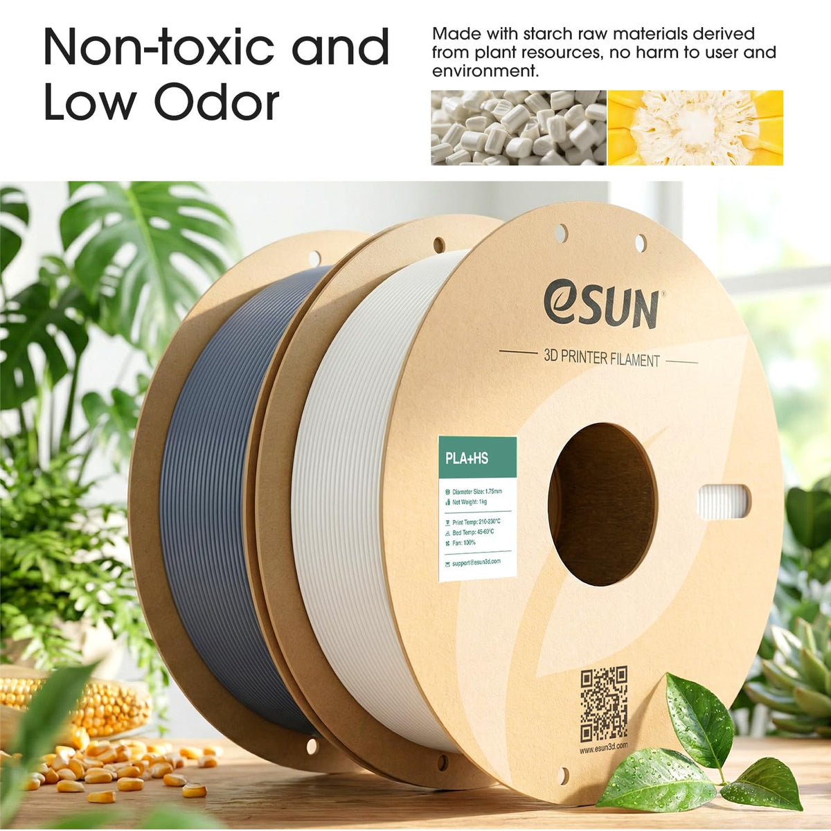 eSUN PLA+ Filament 1KG, PLA+HS High Speed 3D Printer Filament, Cold White