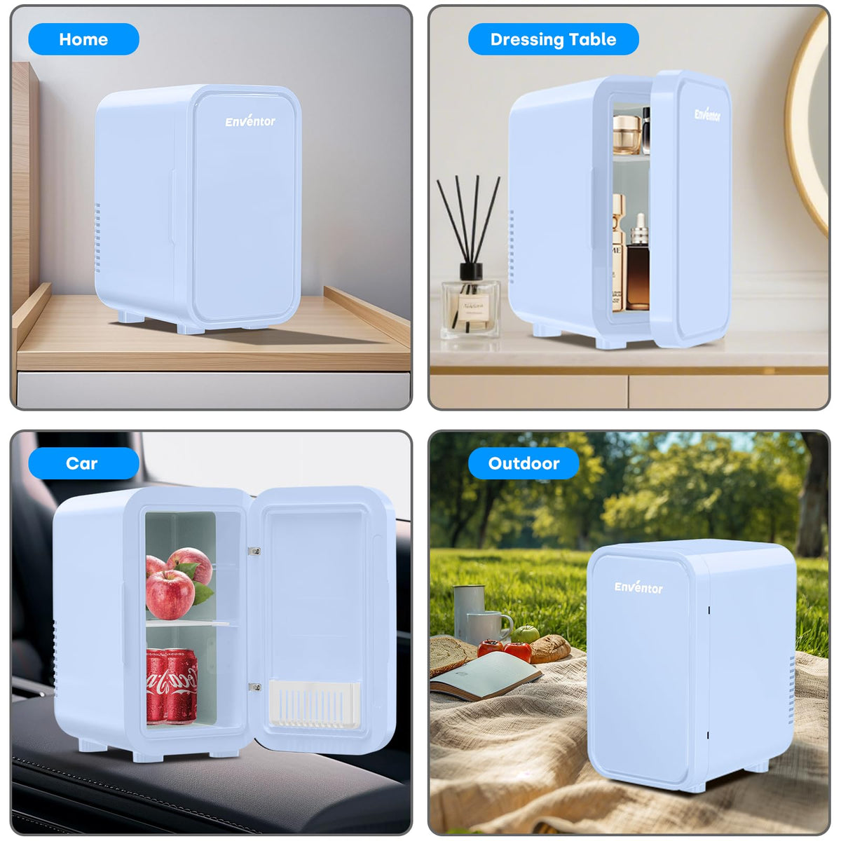 Enventor Mini Fridge 6 Litre/ 8 Can, Portable Cooler and Warmer, AC+12V DC