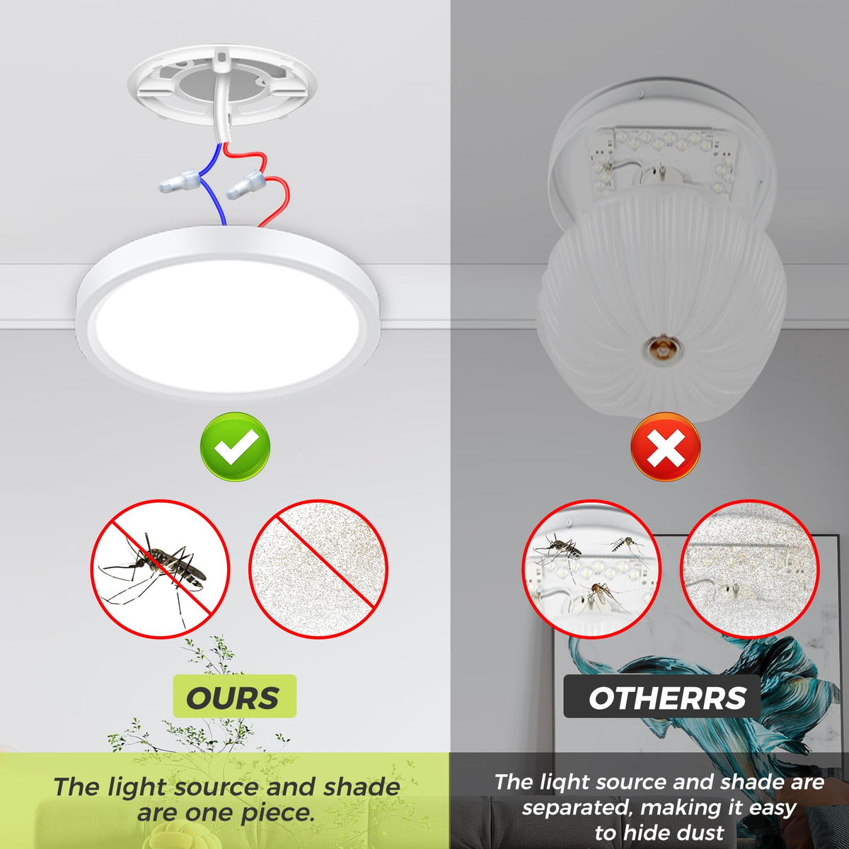 hepside Bathroom Light, 3000K/4000K/6500K 3 Color Temperature LED Ceiling Light, 15W 1500LM, Waterproof, Round, Small, Modern, Flush Ceiling Light for Bathroom, Kitchen, Bedroom, Black