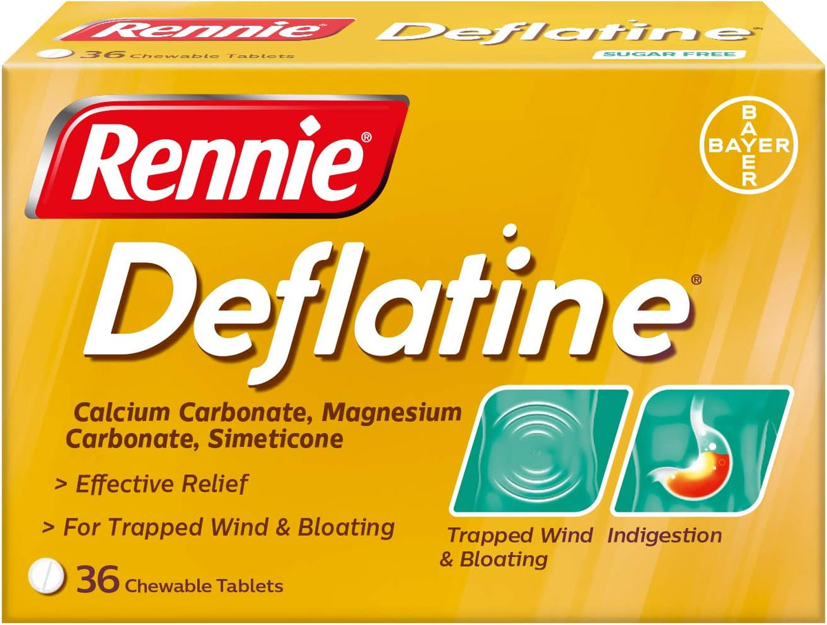 Rennie Deflatine Tablets for Heartburn, Indigestion and Trapped Wind 36ct
