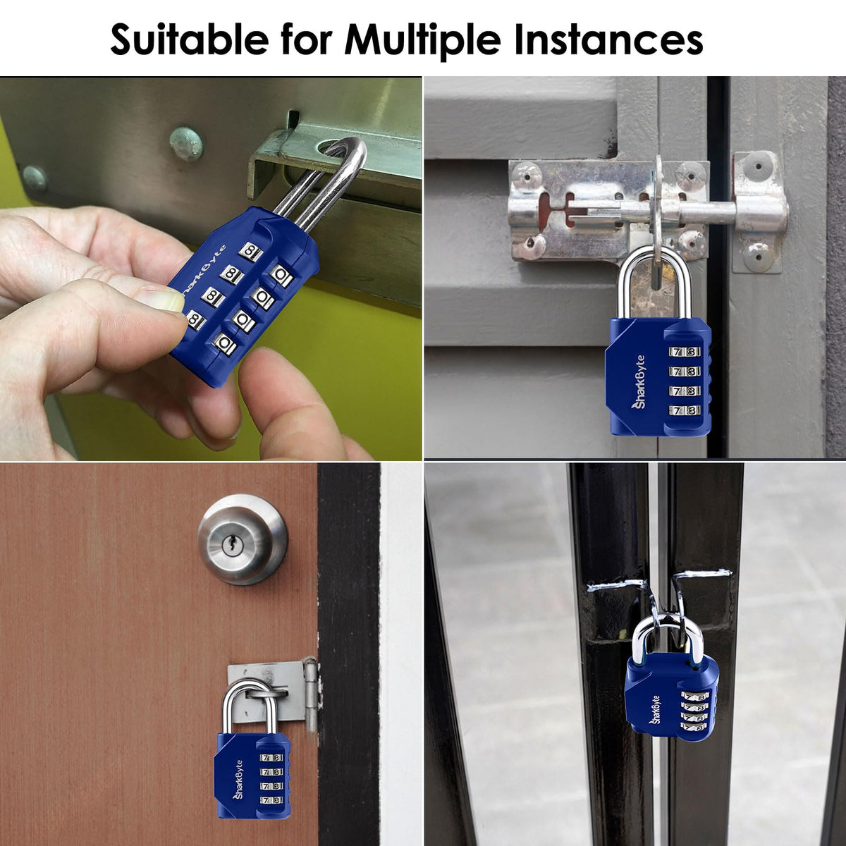 SharkByte Heavy Duty Combination Padlock – 4-Digit Weatherproof Outdoor Lock with Stainless Steel Shackle, Anti-Rust Resettable Code for Gym, School, Locker, Shed, Toolbox, Gate & Warehouse - Red