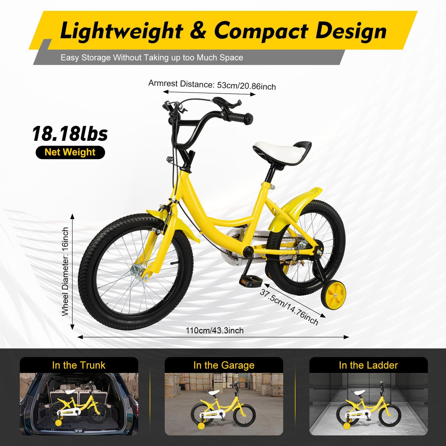 16 Inch Kids Bike with Training Wheels | For Boys & Girls Ages 5-8 | Dual Hand Brakes, Mudguards, Carbon Steel Frame Children's Bicycle