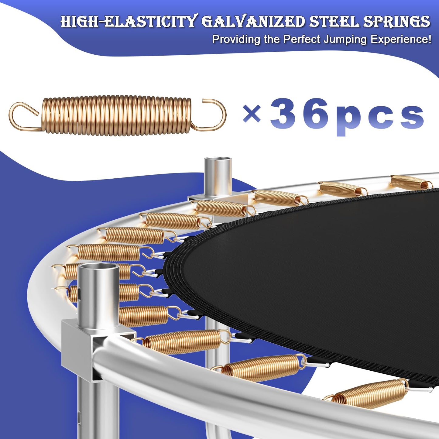 JUMMICO 12ft Outdoor Garden Trampoline with Safety Enclosure Net — 36 Galvanised Springs