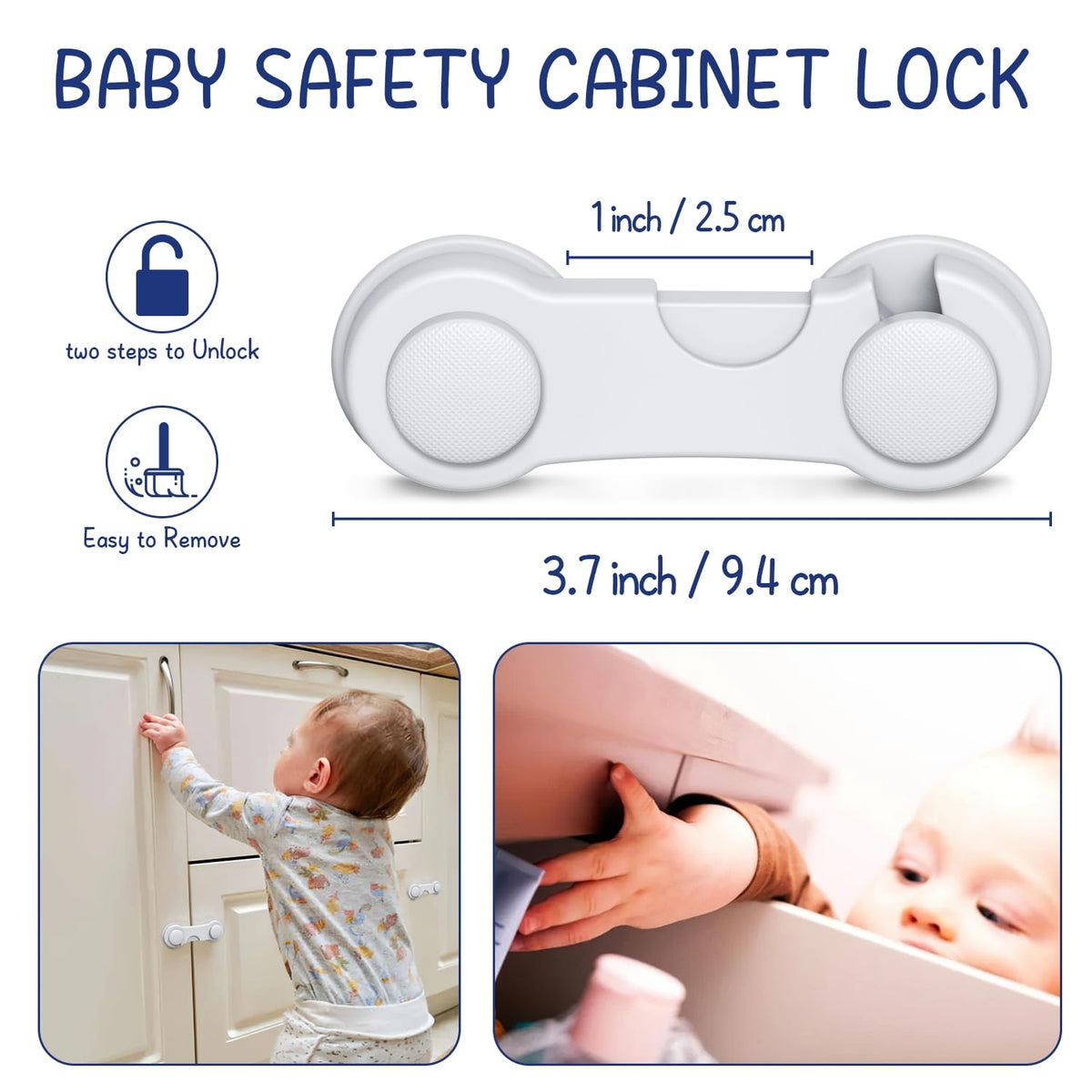 Cupboard Locks for Children 12 Pack - White