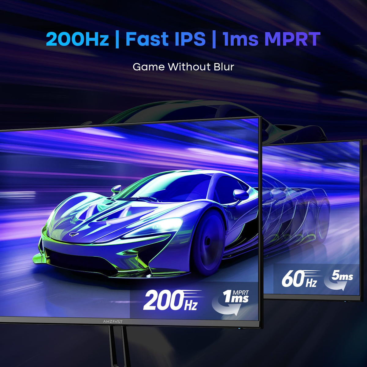 Amzfast 24 Inch 200Hz Gaming Monitor, FHD 1080P Fast IPS, 1ms MPRT, Adaptive Sync, AI-Crosshair, 110% sRGB, HDR, Low Blue Light, HDMI2.0&DP1.4, VESA75x75mm for PC Desktop Laptop PS5 Xbox, G24X1W