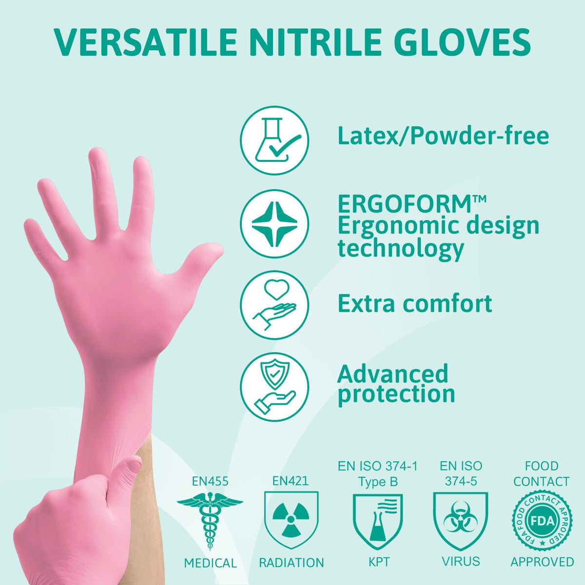 Ansell Microflex 93-732, Multipurpose Nitrile Disposable Gloves for Precise Handling and Mechanical Tasks, Latex Free, Powder-Free, Size M (100 Pieces)
