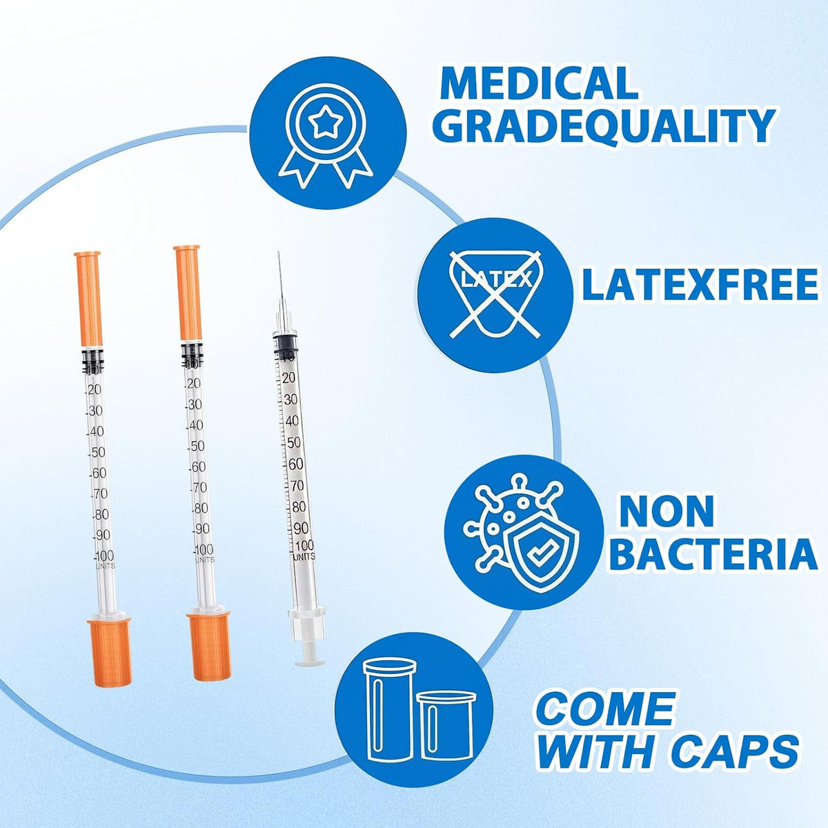1ml Syringes 31G 8mm, 20-Pack Individually Sealed