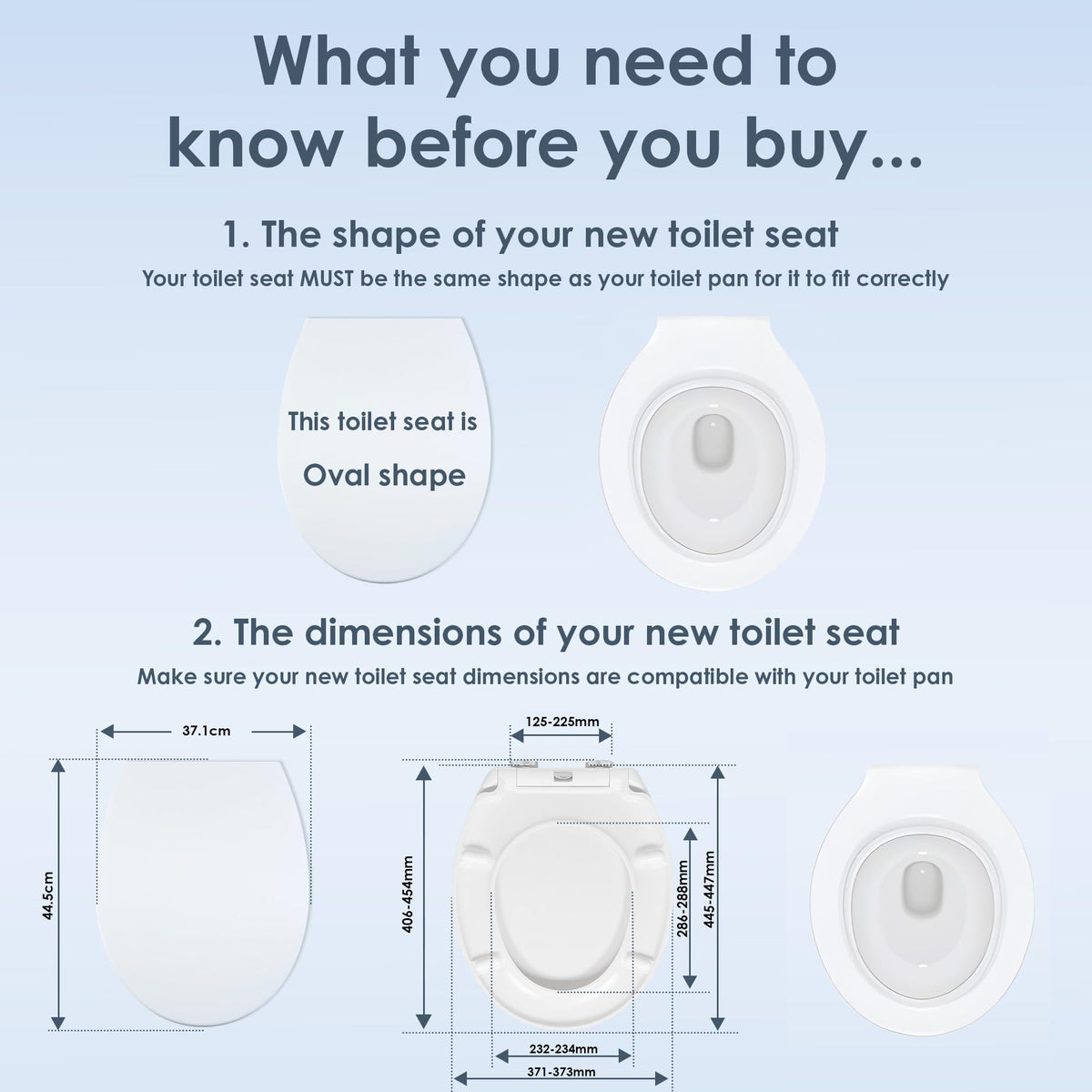 AQUALONA® Premium Thermoplastic Toilet Seat Soft Close Hardwearing Seat with Two Button Hinge Release D Shaped Easy to Clean Simple Installation Top and Bottom Fittings (White - D Shape)