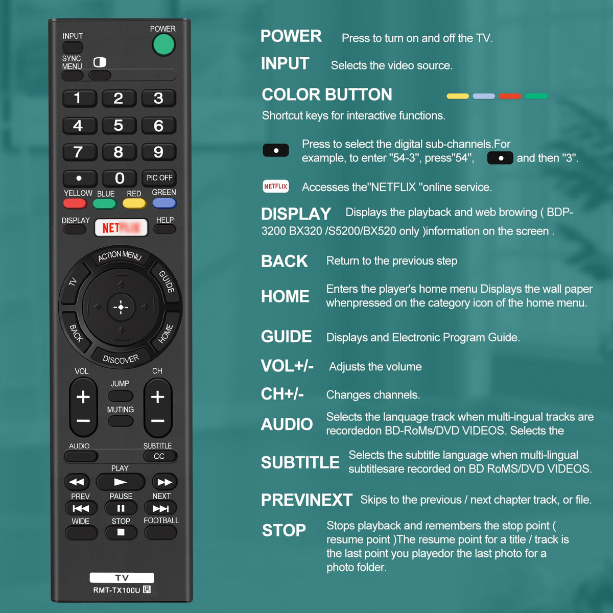 Hisense TV Remote Control, Universal Remote Control Replacement for Hisense VIDAA 4K UHD Smart TV with 12 Shortcut Buttons, No Setup Required