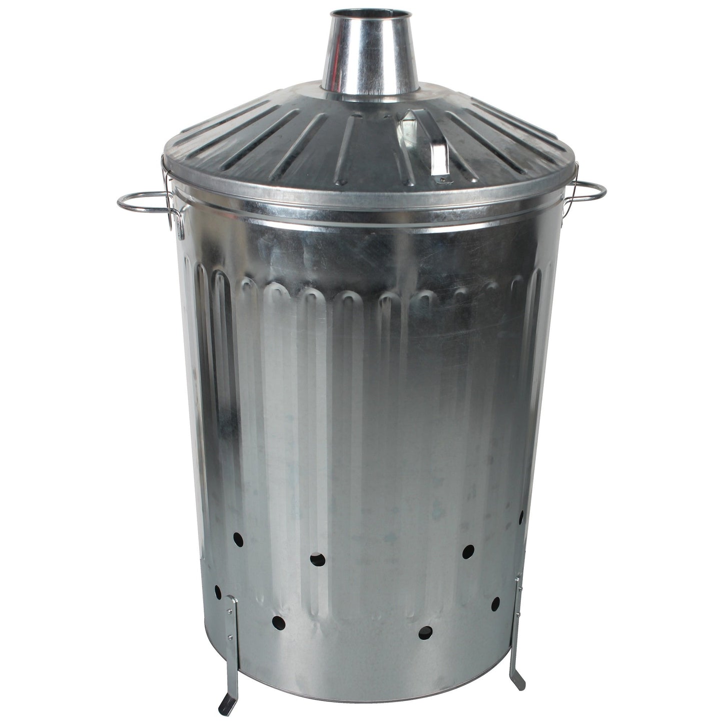 CrazyGadget® Small Medium Large Extra Large Galvanised Metal Incinerator Fire Burning Bin with Special Locking Lid (18 Litre)
