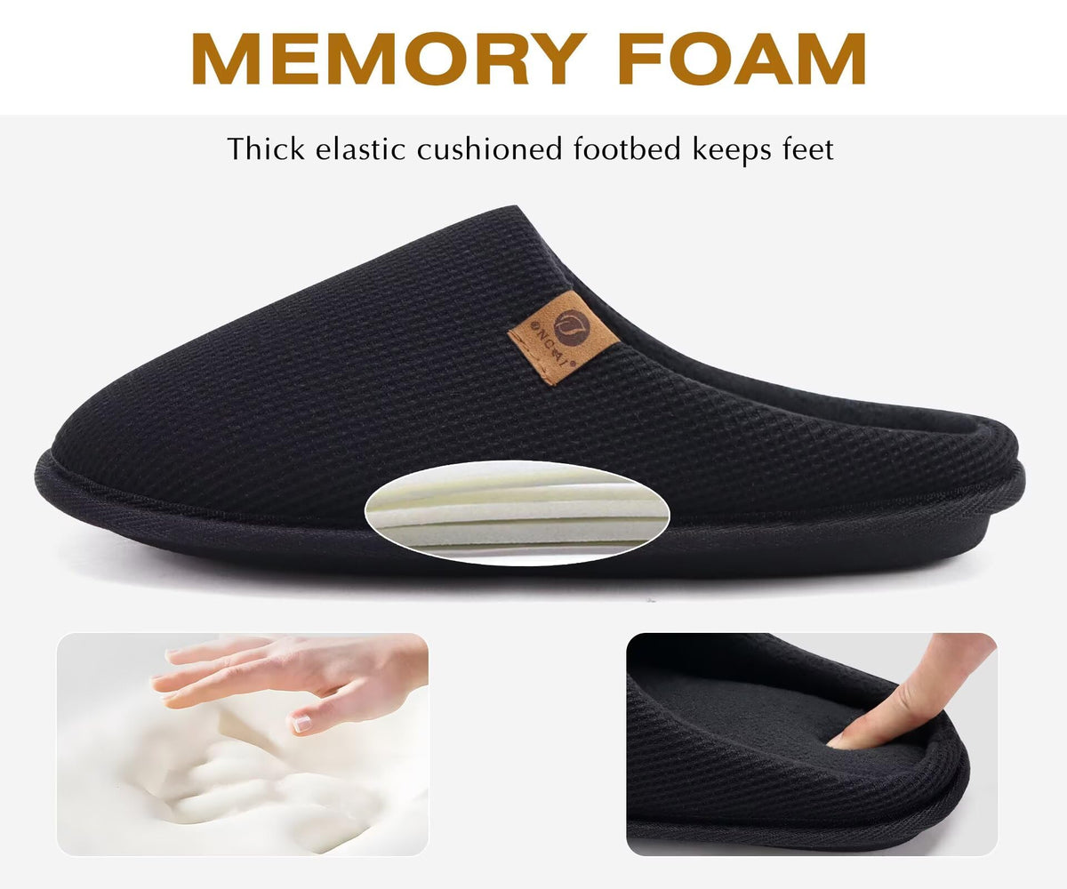 ONCAI Men's House Slippers，Cushion Memory Foam Shake Fleece and Man House Shoes with Faux Fur Lining and Indoor Outdoor Rubber Soles UK Size 6.5-14