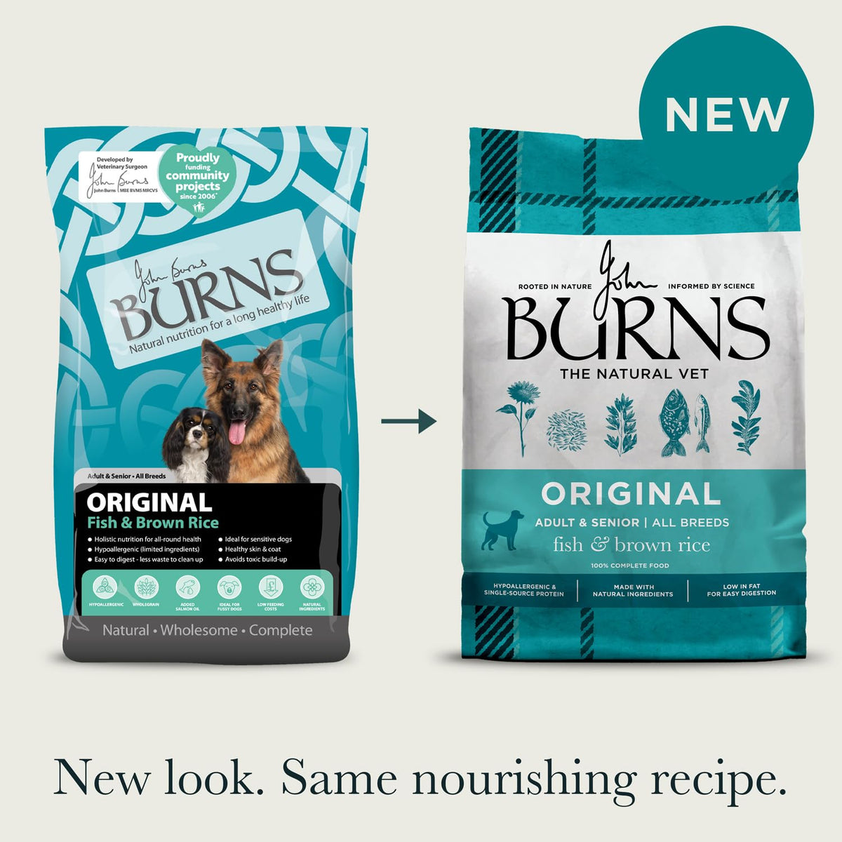Burns Pet Nutrition Hypoallergenic Complete Dry Dog Food Adult and Senior Dog Original Chicken and Brown Rice 12 kg