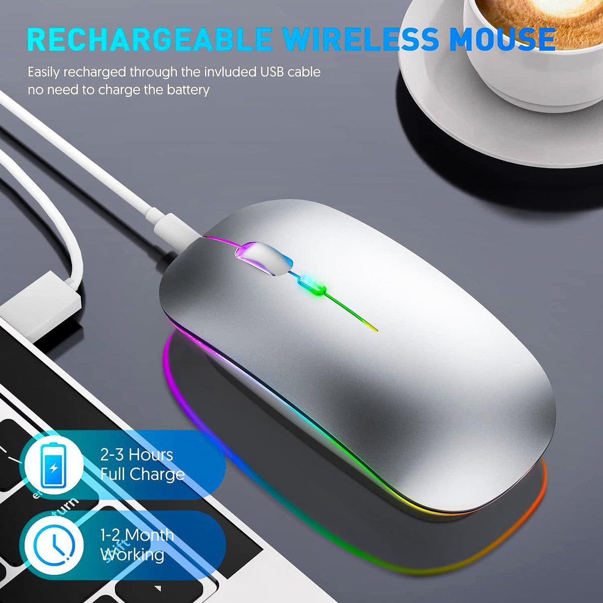 Wireless mouse rechargeable Dual Mode 2.4G & 5.0 Bluetooth Mouse for Laptop