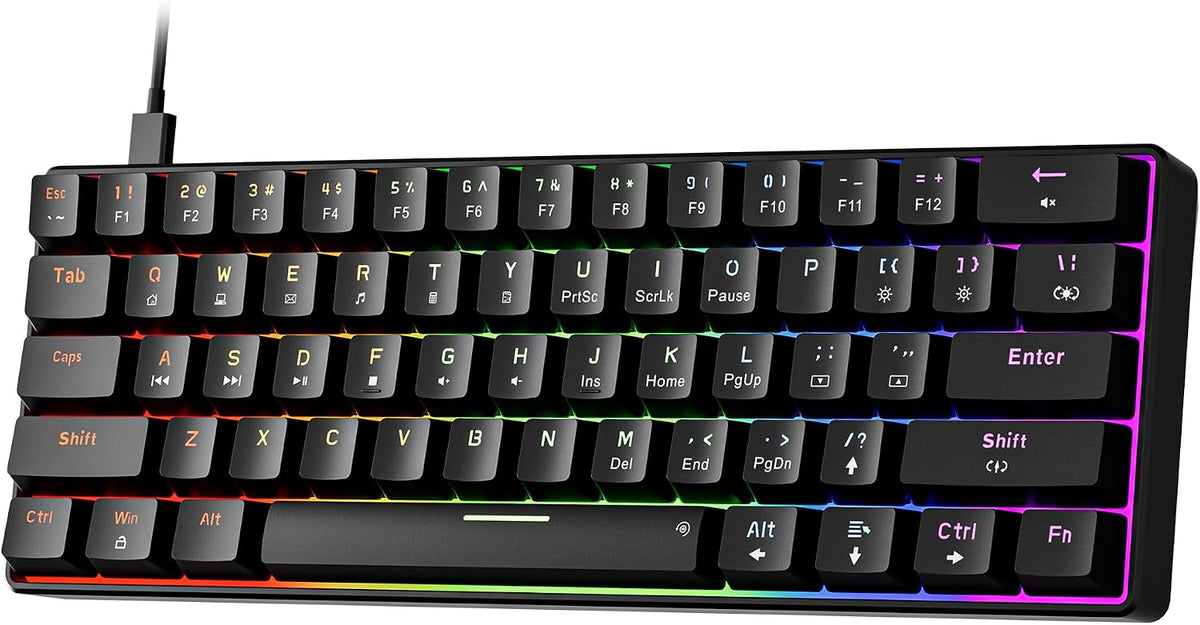 NEWMEN GM611 Gaming Keyboard,60% Percent Mechanical Keyboard Red Switches
