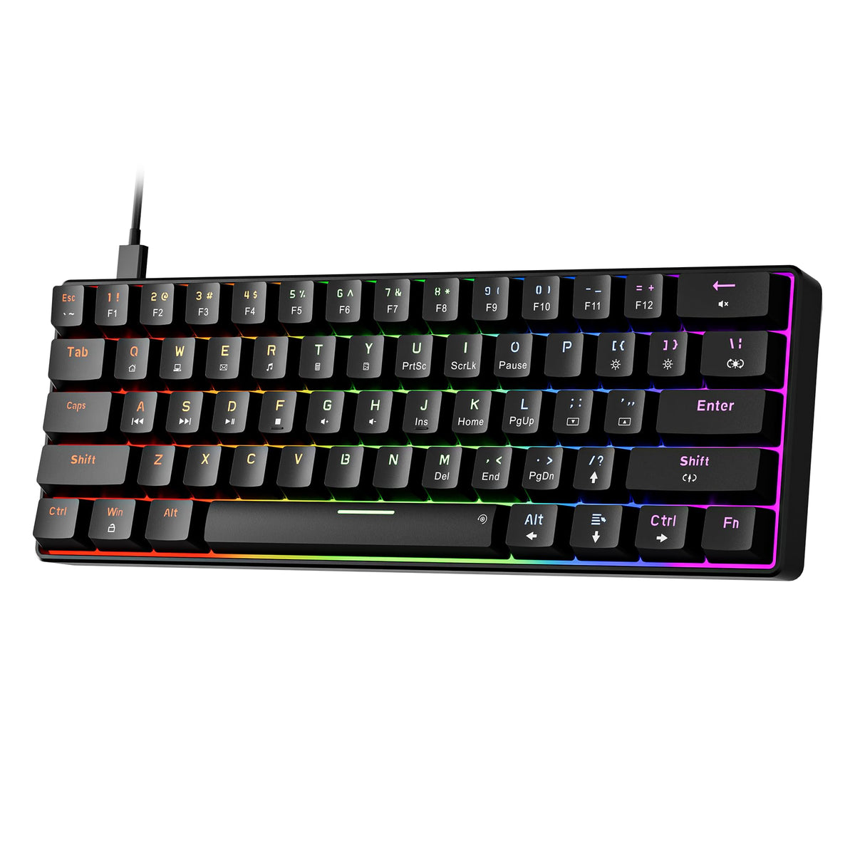 NEWMEN GM611 Gaming Keyboard,60% Percent Mechanical Keyboard Red Switches