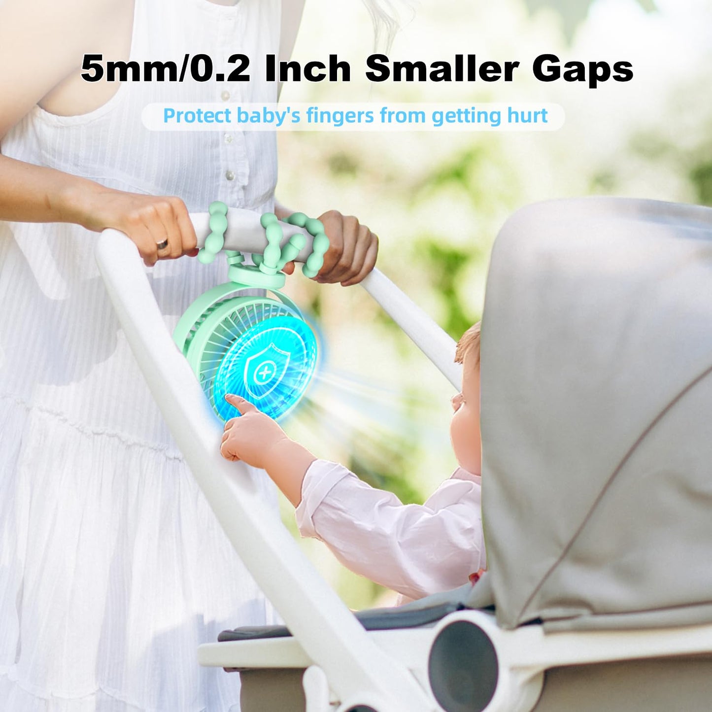 Baby Stroller Fan,20H Work Time Buggy Battery Powered Clip on Fan with Flexible Tripod Travel Beach Essentials for Car Seat Pram Crib Bike Treadmill Umbrella Wheelchairs Camping