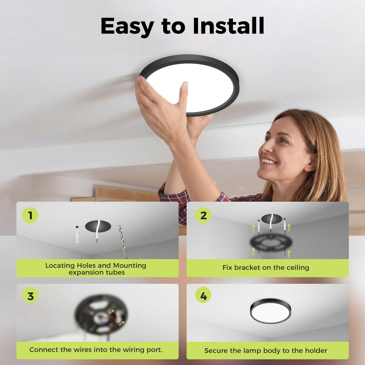 hepside 2 Pack Bathroom Ceiling Light 30cm, 3000K/3500K/4000K/5000K/6500K 5CCT LED Ceiling Lights, 24W, Modern, Waterproof, Round Flush Mount for Bathroom, Kitchen, Bedroom, Hallway