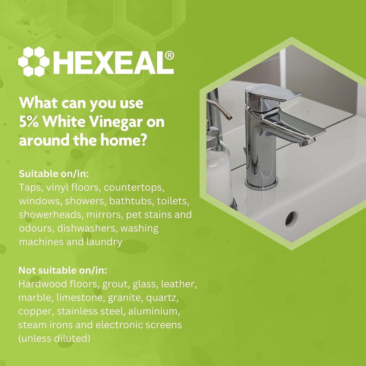 Hexeal White Vinegar 10L - Food Grade, Cooking & Cleaning