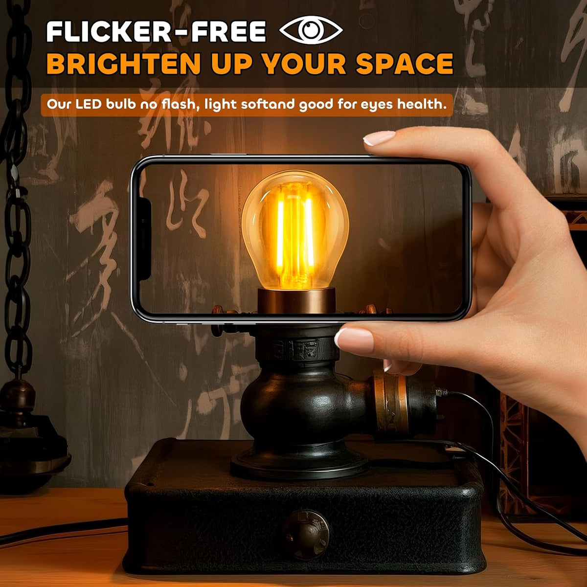 Caldarax Vintage Light Bulb E27 Edison Screw Bulb, 2W LED Filament Equivalent 20 Watt, Antique Style Retro Amber Glass 2200K Warm White, 200LM, AC 220V, Non-dimmable, Golf Ball G45 Bulb, 2 Packs