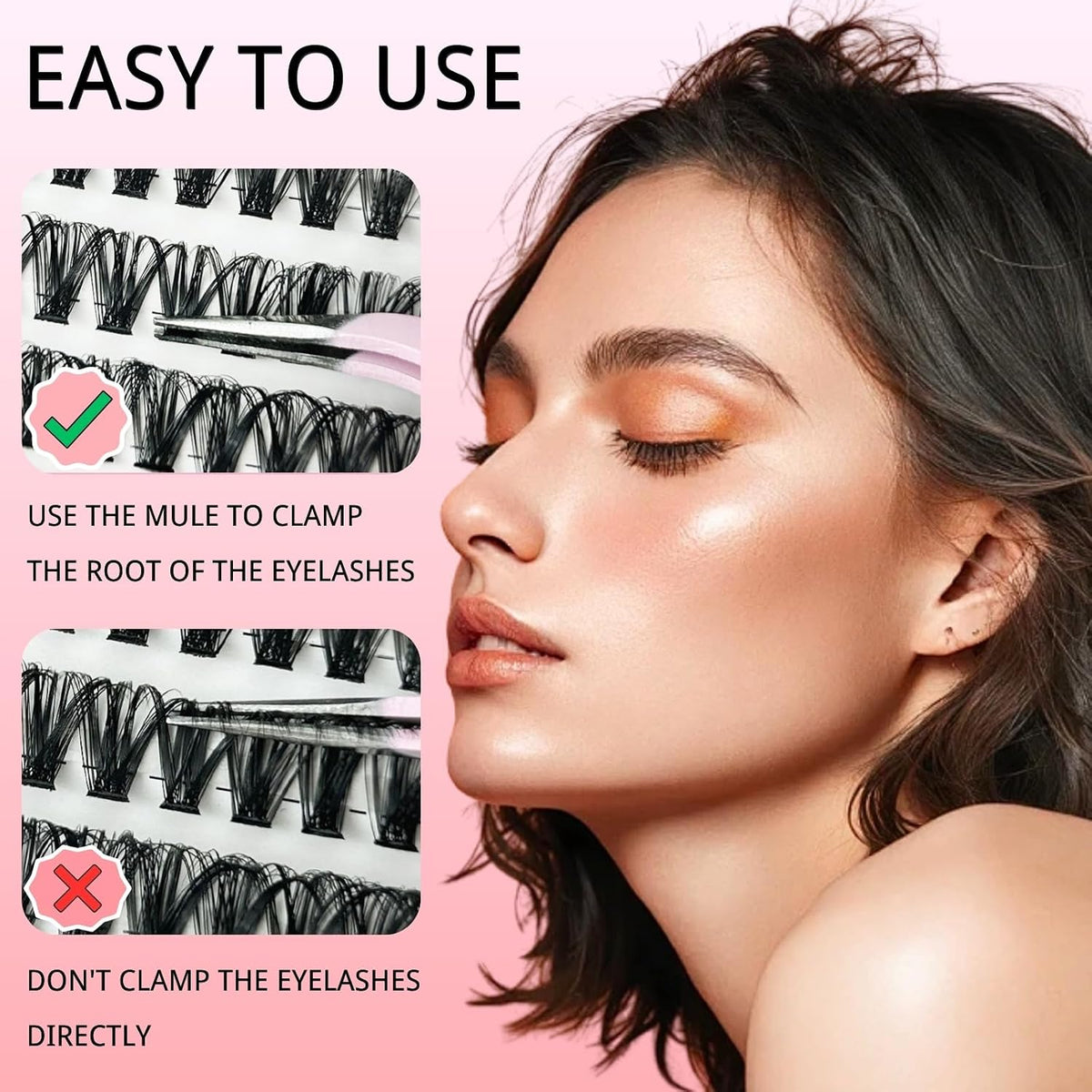 KEYRI 580 Pieces Individual Eyelashes 30-100D Cluster Lashes Kit