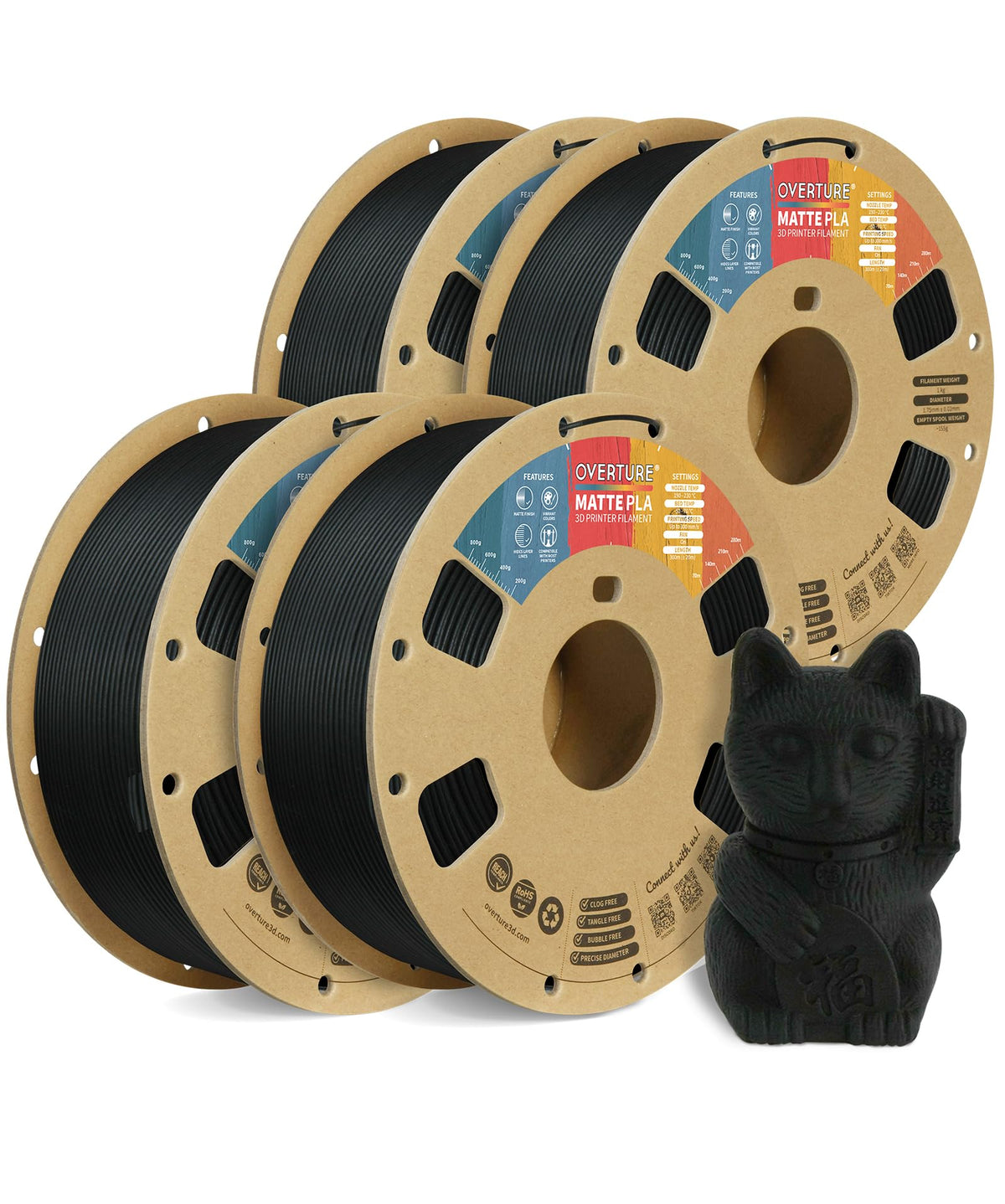 OVERTURE Matte PLA 3D Printer Filament 1.75mm, 1kg Light Brown