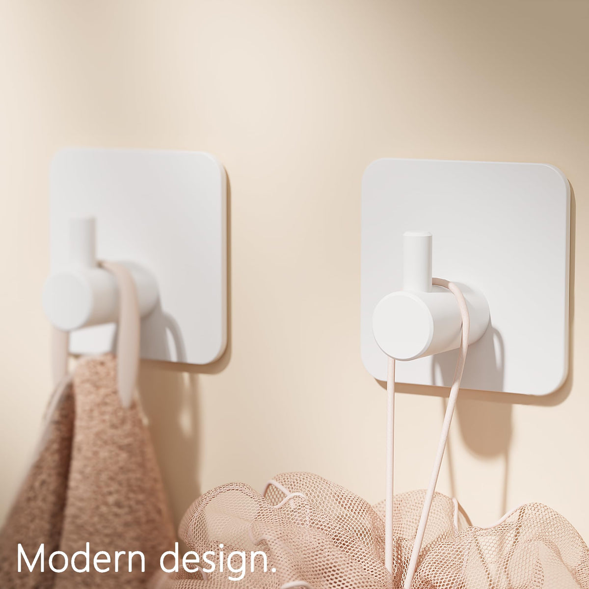 Aikzik 4 Pack of Self Adhesive Hooks, Max 8kg Load Sticky Hooks, Tea Towel Hooks, Versatile Self-Adhesive Wall Hooks for Use in Bathrooms, Kitchens, Doors, Cupboards, Bed Curtains, Towels, Key