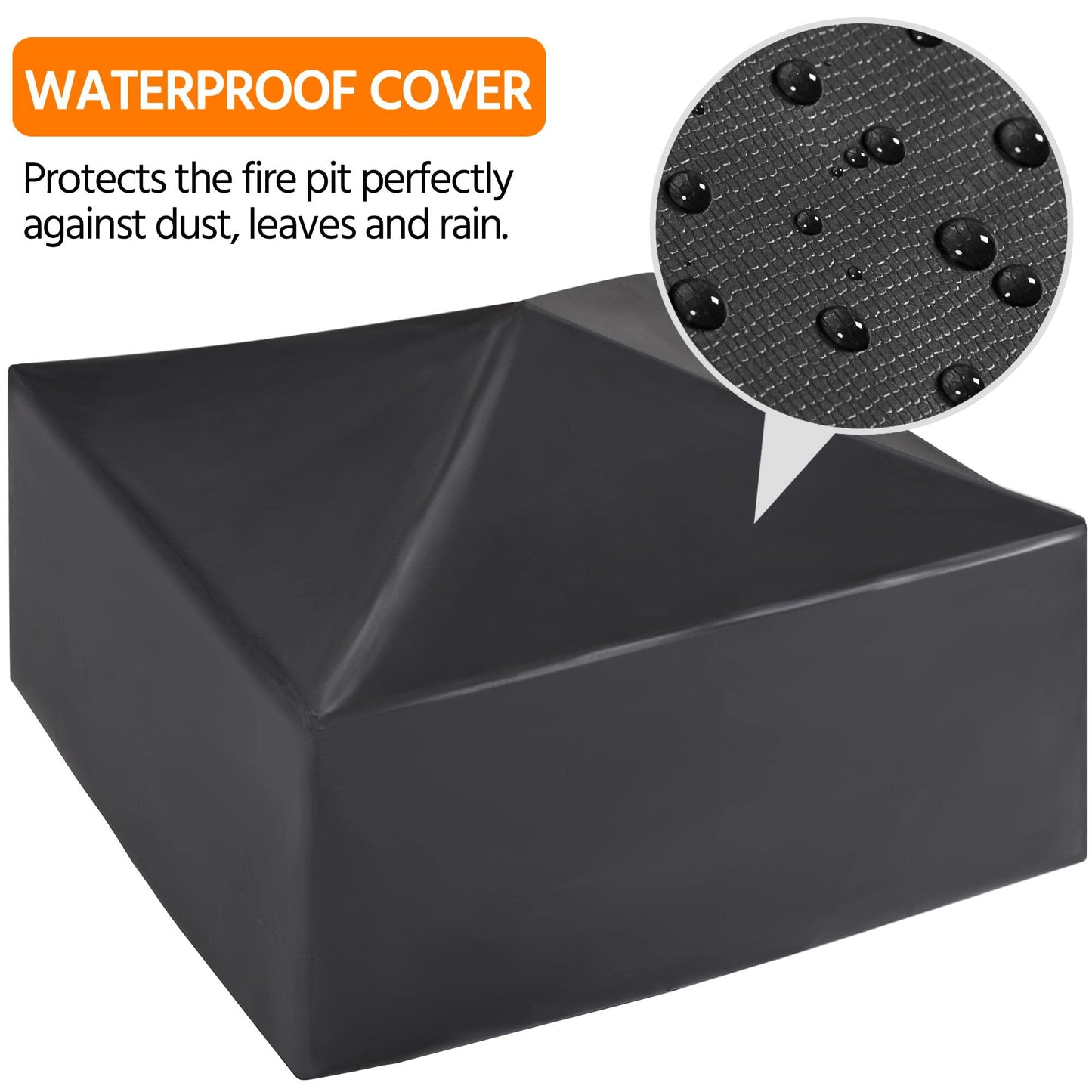 Yaheetech Outdoor Fire Pit 81cm Square Fire pits 3-in-1 Heat-resistant Metal Garden Stove for Barbecue, Heating, Cooling Drinks with Cover & Poker, Black