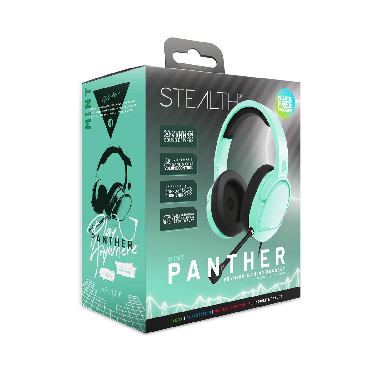 STEALTH PANTHER Sky - Over Ear Gaming Headset PS4/PS5, XBOX, Switch, PC with Flexible Mic, 3.5mm Jack, 1.5m Cable, Lightweight, Comfortable and Durable