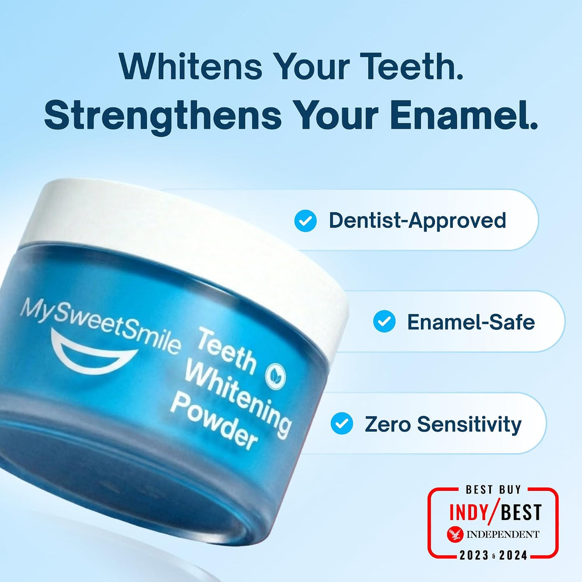 MySweetSmile 3-in-1 Teeth Whitening Powder – 6 Month Supply – Mint Flavour