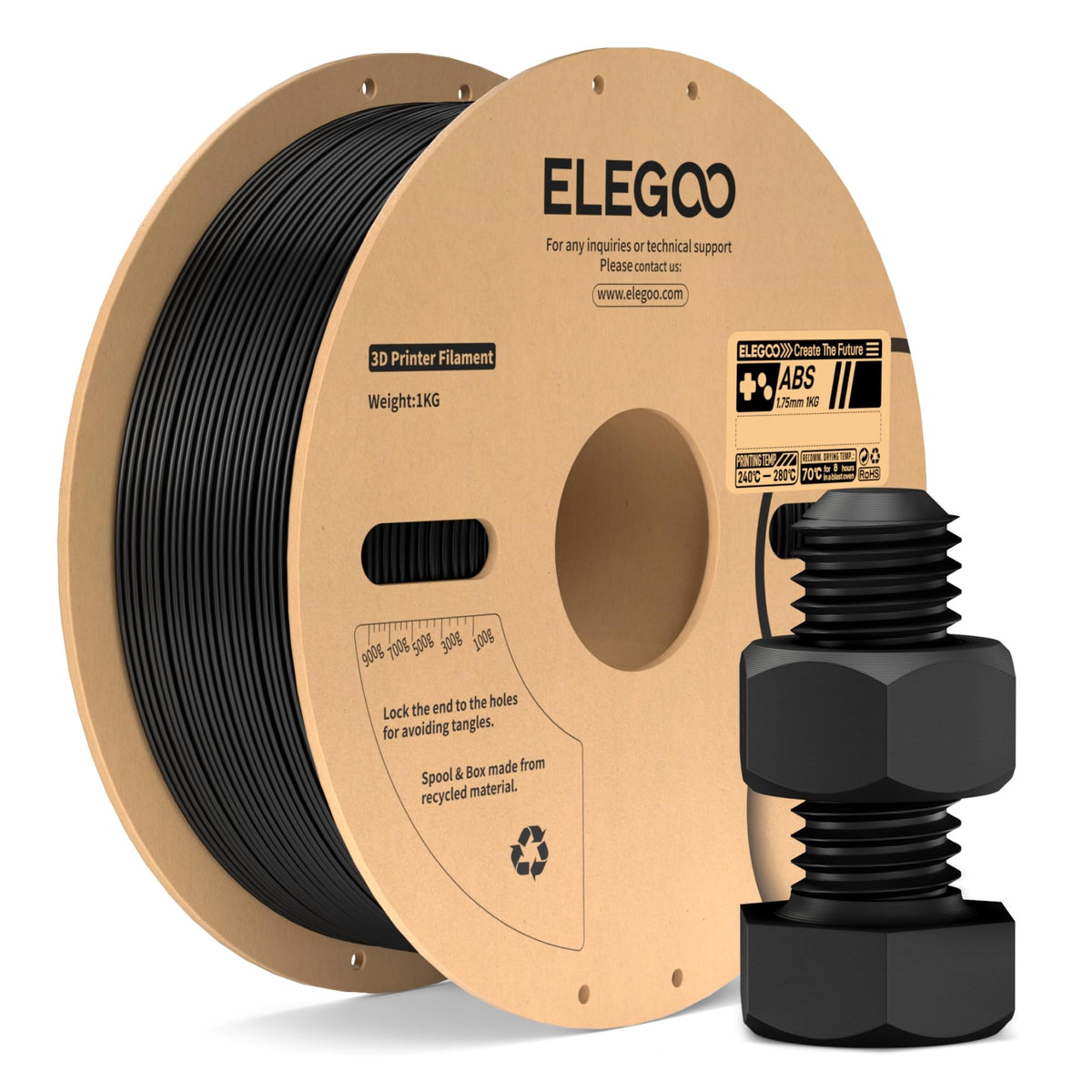 ELEGOO TPU Filament 1.75mm Grey 1KG, 95A Flexible Soft 3D Printing Filament 1KG Spool(2.2lbs) Fits for Most FDM 3D Printers