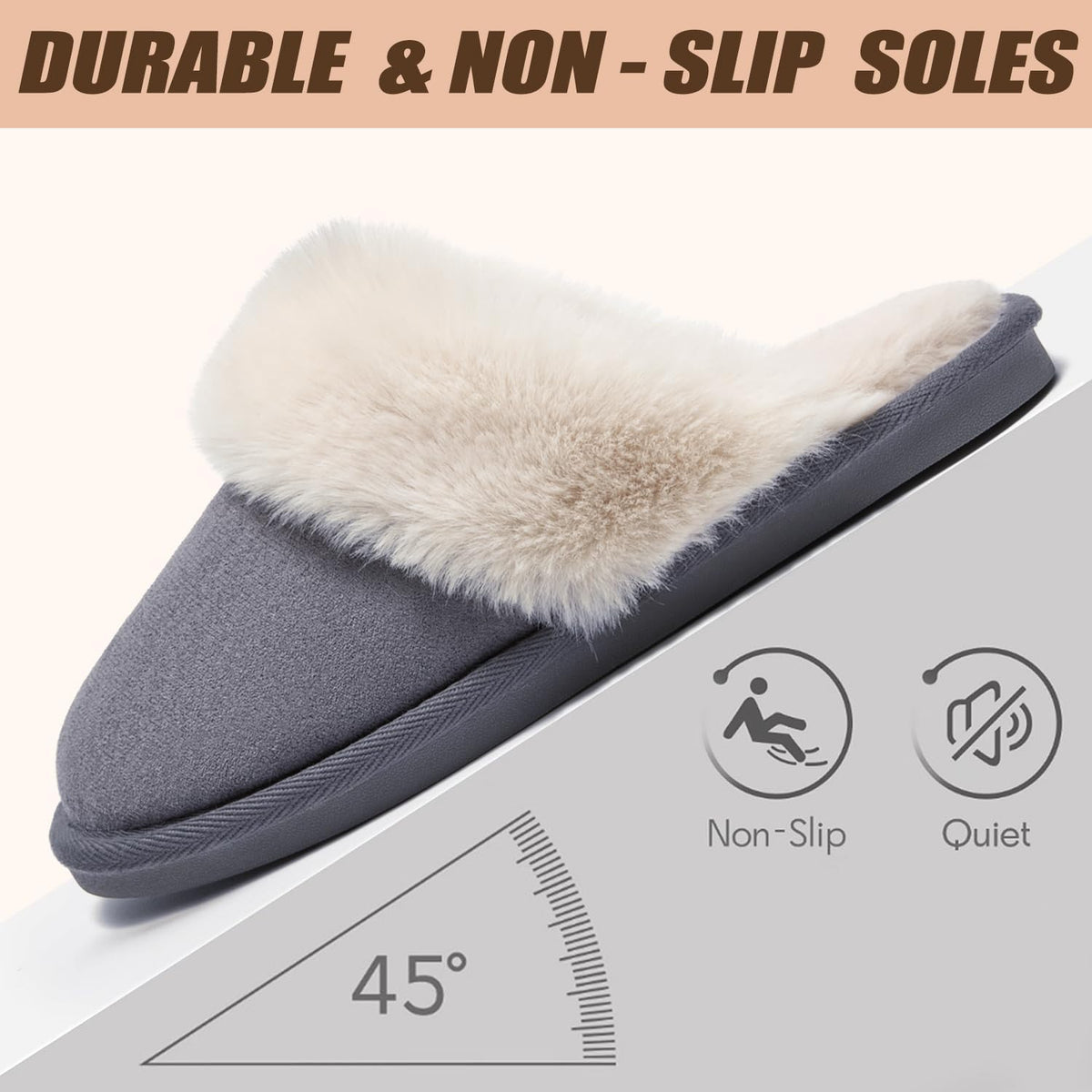 Misolin Womens Slippers With Memory Foam Fluffy Slip-on House