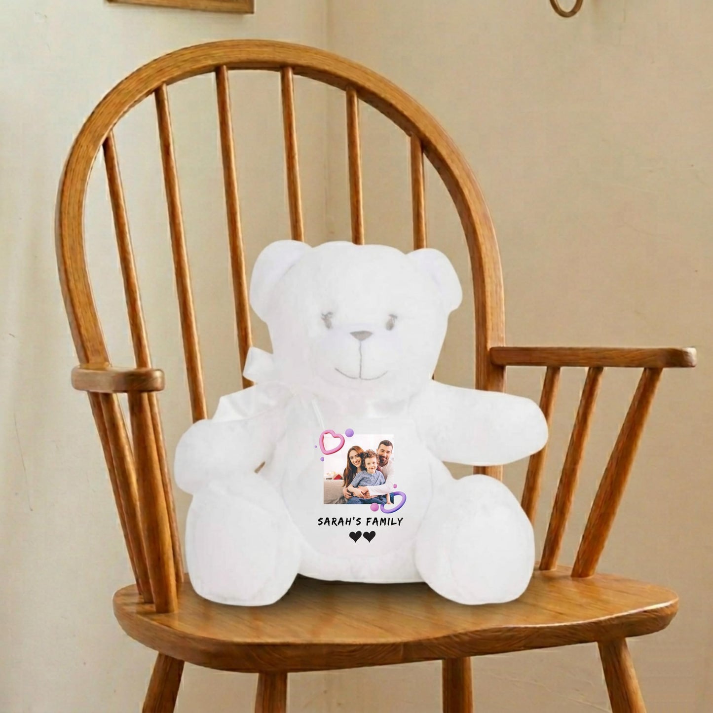 Personalized Teddy Bear with Photo and Text, Custom Plush Toy, Polyester, Memory Keepsake Soft Toy for Kids and Couples (Light Brown Teddy)