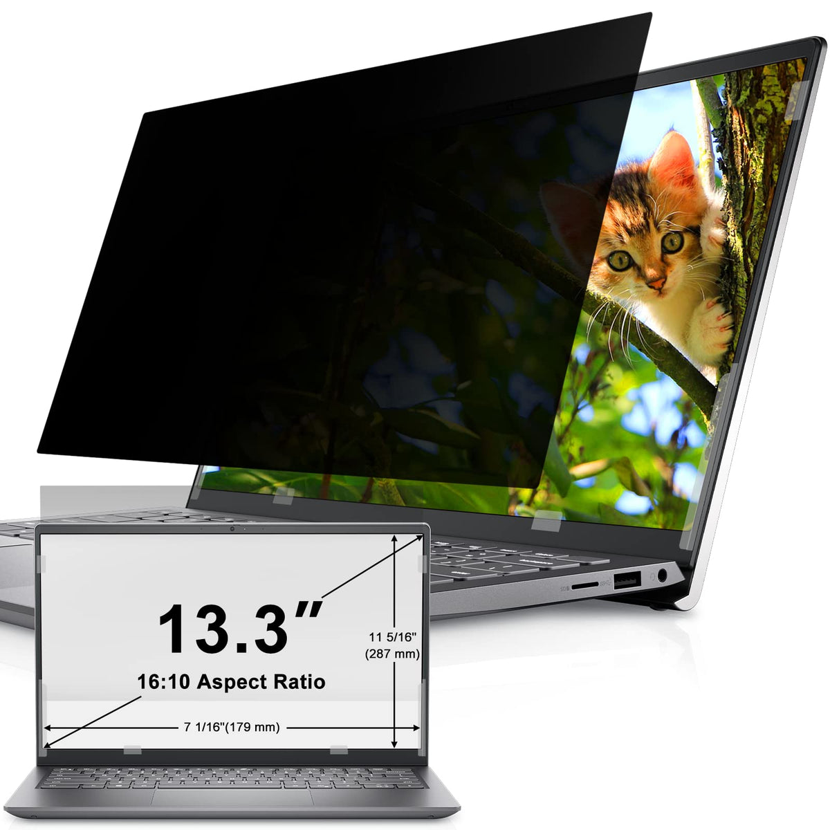 IPROKKO Laptop Privacy Screen 13.3 Inch 16:9 Anti-Blue Light Filter