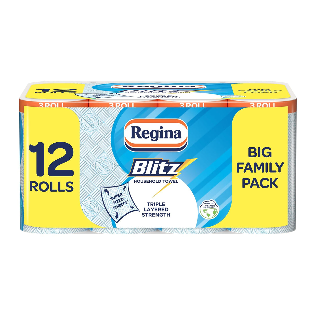 Regina Blitz, 8 Rolls of Household Towel, 3-Ply