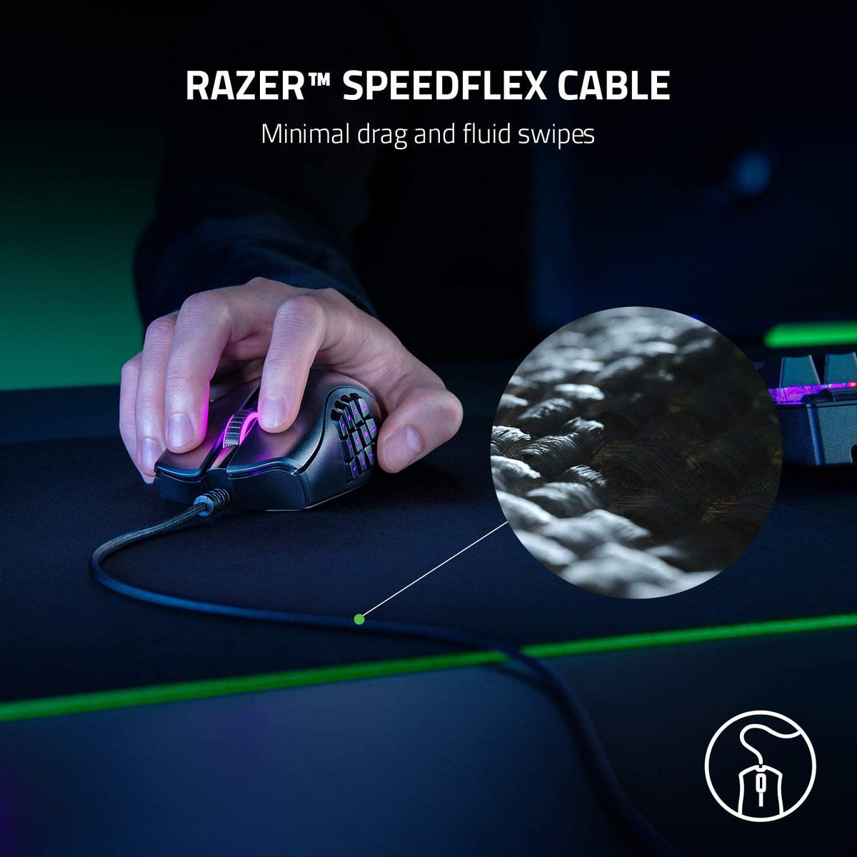 Razer Naga X - Ergonomic MMO Gaming Mouse with 16 Programmable Buttons (2nd Gen Optical Mouse Switches, Advanced 5G Optical Sensor, 85g Ergonomic Design, RGB Chroma, Speedflex Cable) Black