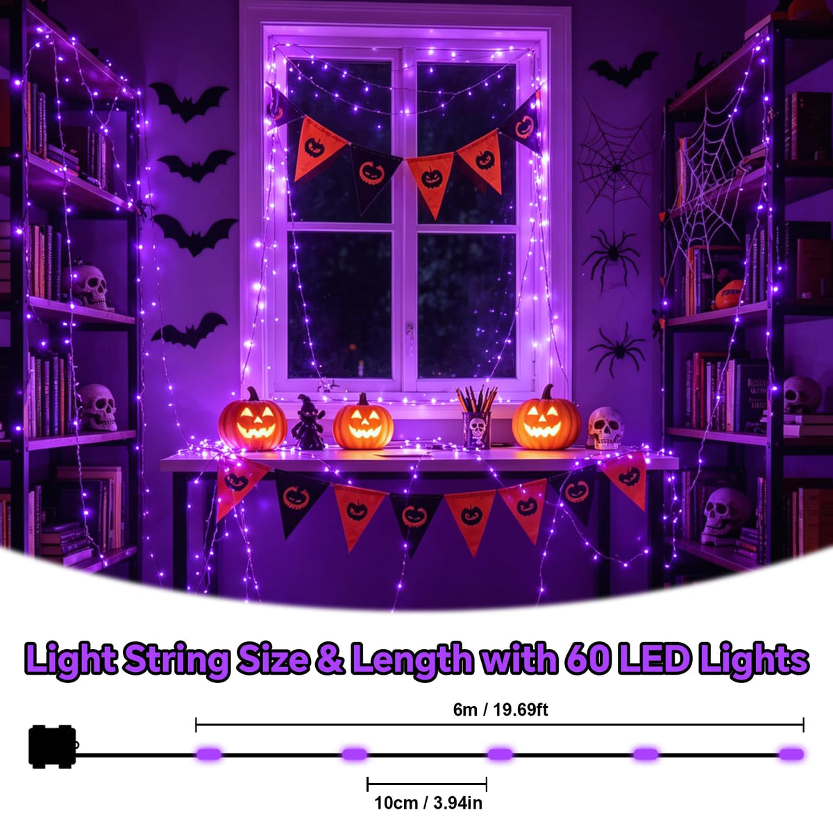60LED 6m Fairy Lights Battery Operated, Battery Powered String Light Indoor