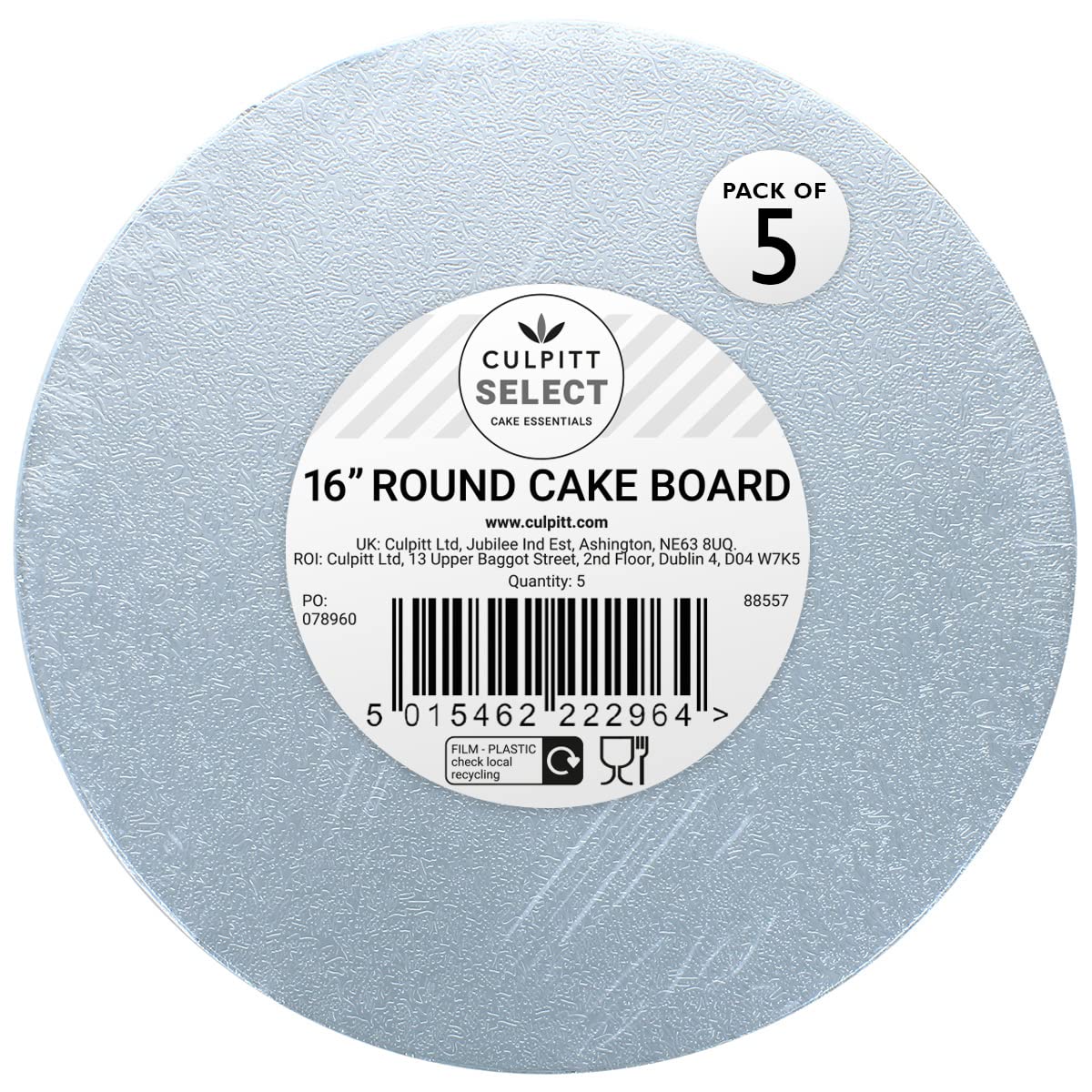 Culpitt Select 10" Cake Boards, Square, 12mm Thick Lightweight Presentation Plate For Celebration Desserts, Birthday Treats, Cupcakes, and More! Strong, 10 Inch, Pack Of 5