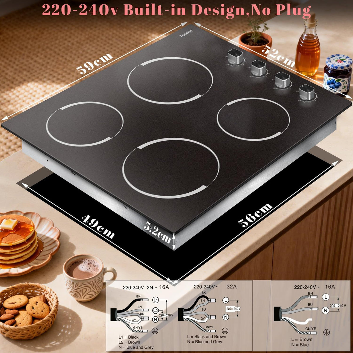 Portable Ceramic Hob, Pulg in Single Electric Hob 3600W