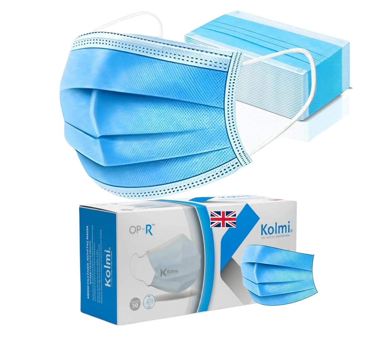 Premium Disposable Face Masks 100 Pack, Blue, 3-Ply Type IIR General Use Masks with Elastic Ear Loops, Breathable Triple Layer Protection for Men & Women