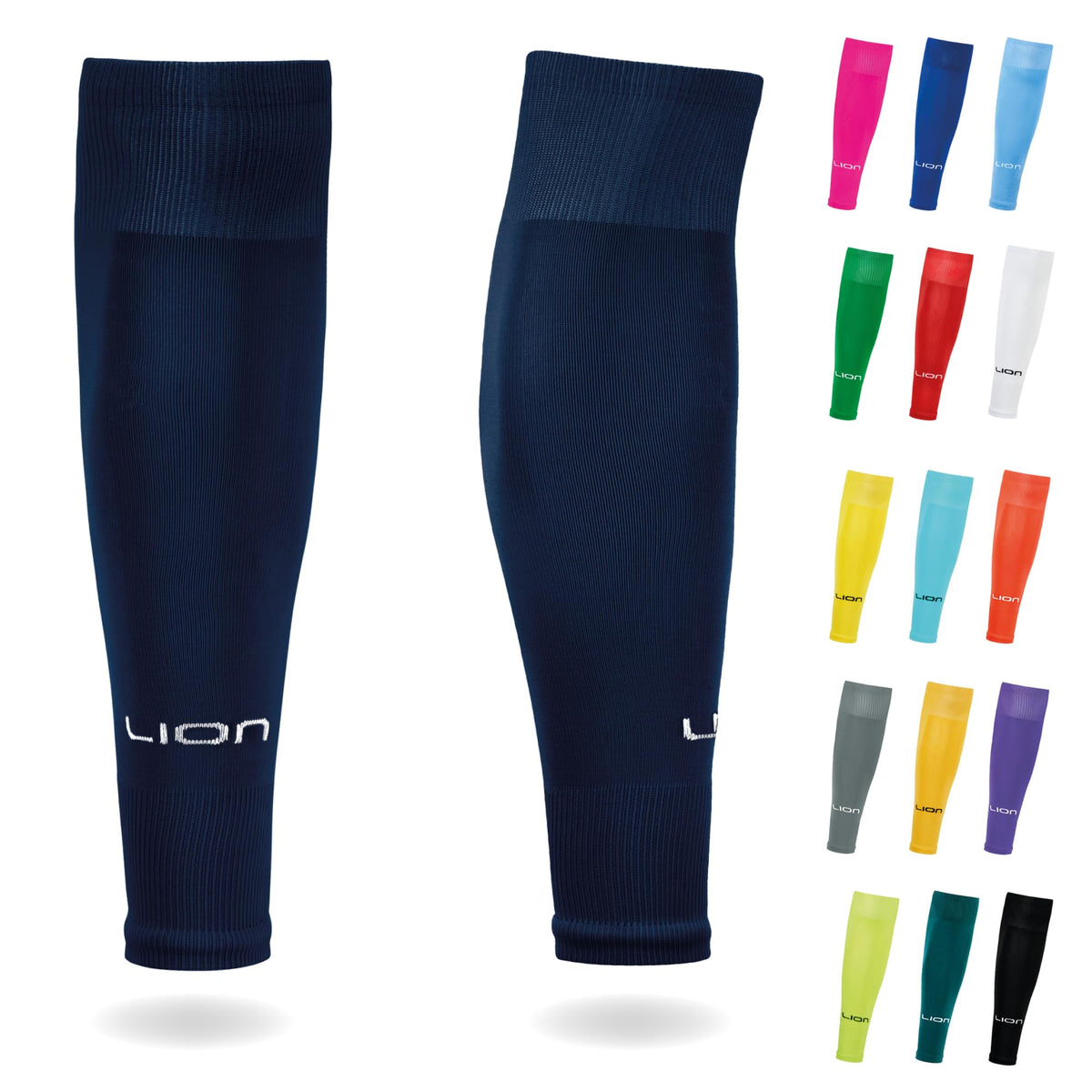 LION SPORTSWEAR Kids/Youth Football Sock Sleeves To Accompany Grip Socks - Fits Over Calf/Shin Pads - Variety Of Colors To Match Your Team Kit