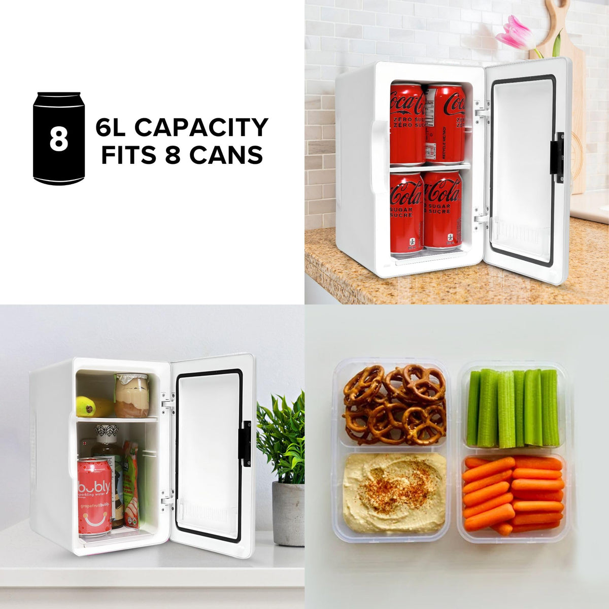 Mini Fridge For Bedrooms 4L Small Fridge 6 Can Table Top Quiet Mini Fridges For Skincare Office Food Drinks Kids Home Car & Travel 12v Portable Cooler Warmer Refrigerator by Coca-Cola, PB Red