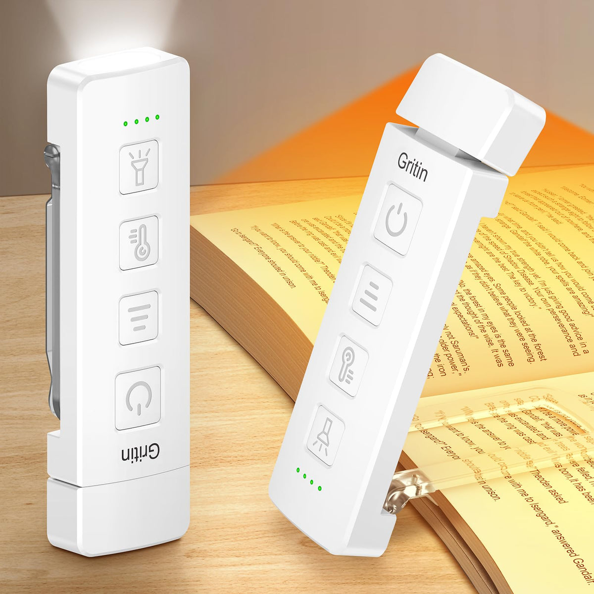 Gritin 2026 Gen 2 Rechargeable Book Light,2-in-1 Reading Light & Torch